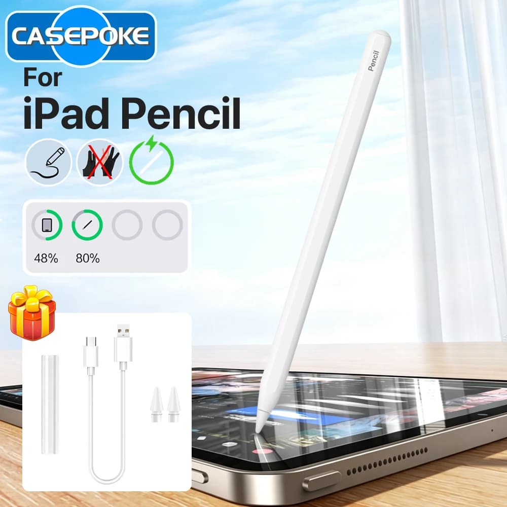 Penna Stylus 2026 per Apple Pencil 2 con ricarica wireless per iPad 8/9/10/11 Gen, Air 4 5, Pro 11 12.9 13, Mini 5 6 7, con riconoscimento del palmo