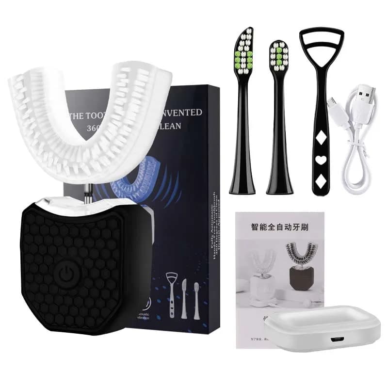U Shaped Teeth Toothbrush Wireless Electric Sonic Toothbrush for Adults 360 ° Oral Cleaning Language Scraper