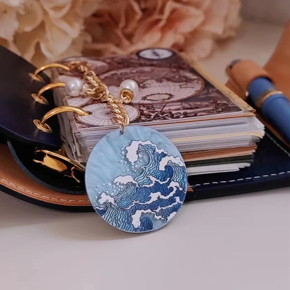 Ciondolo INS Blue Sea Wave per la decorazione dell'organizzatore del taccuino del diario accessori per pianificatore carino