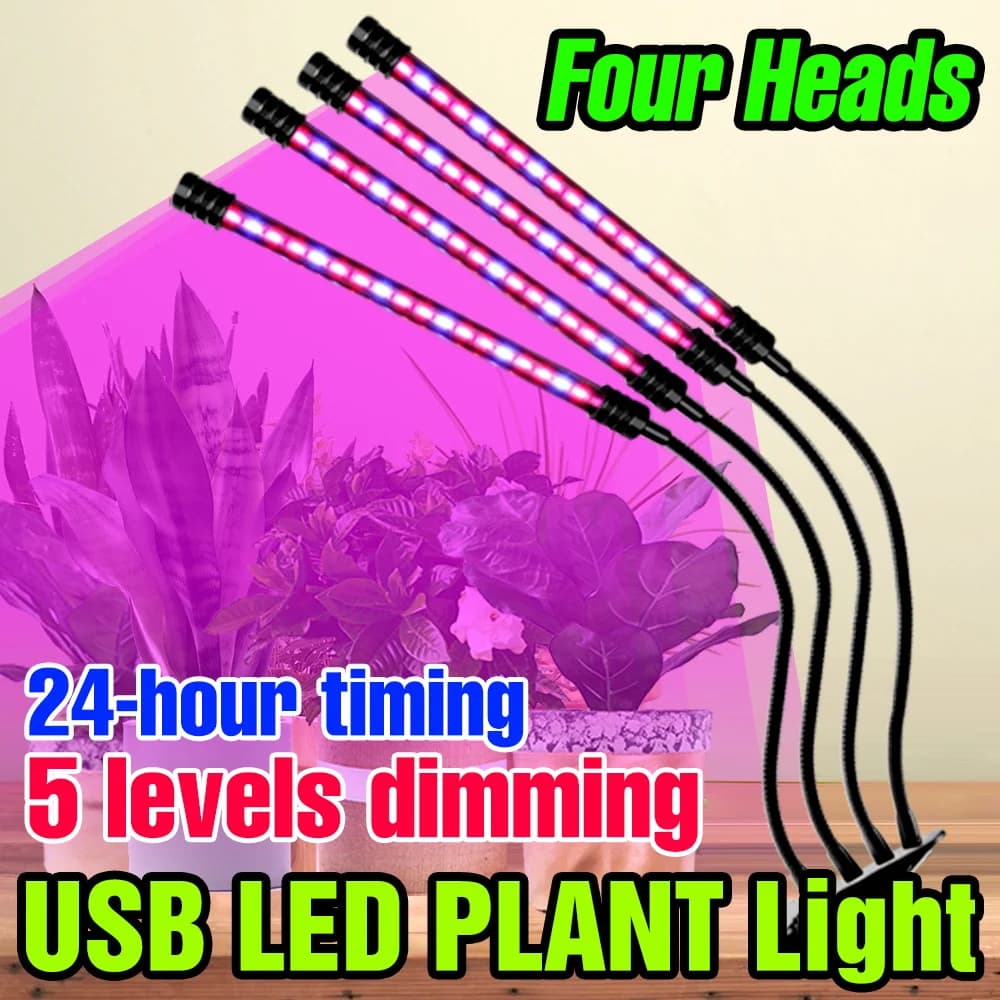 LED Grow Light Full Spectrum Indoor Plant Cultivation Lamp With 24 Hour Timing Dimming Waterproof For Flowers Hydroponics USB 5V