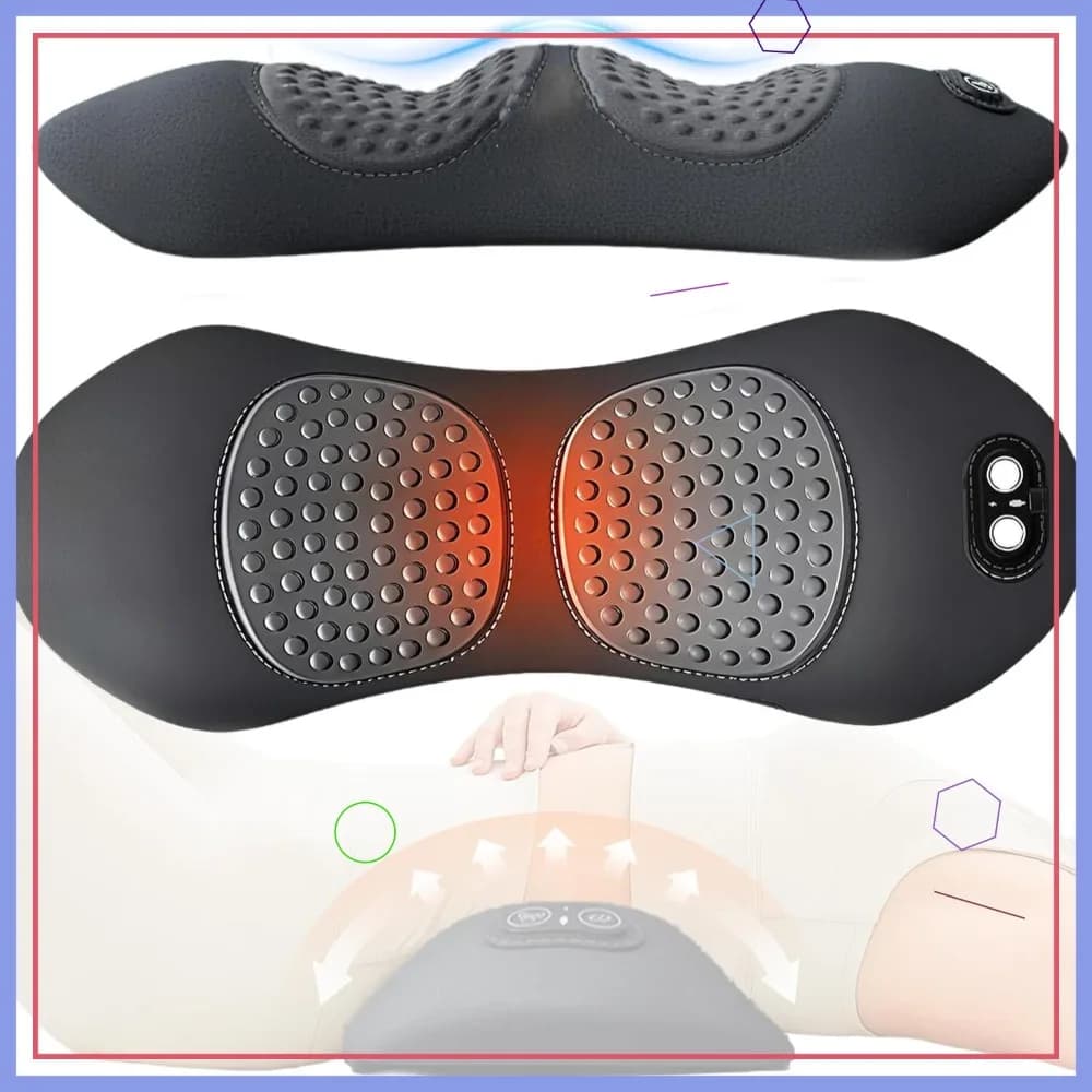 Massaggiatore Elettrico 3 in 1 per Schiena con Vibrazione e Calore, Cuscino Lombare in Memory Foam per Sedia