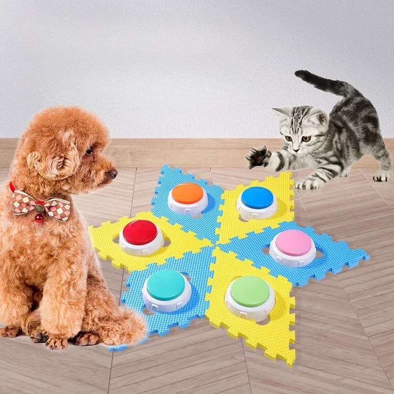 Pulsante di Comunicazione con Registrazione Vocale per Animali Domestici, per Cani e Gatti di Piccola Taglia, per Conversazione durante la Nutrizione, Addestramento Linguistico e Traduzione