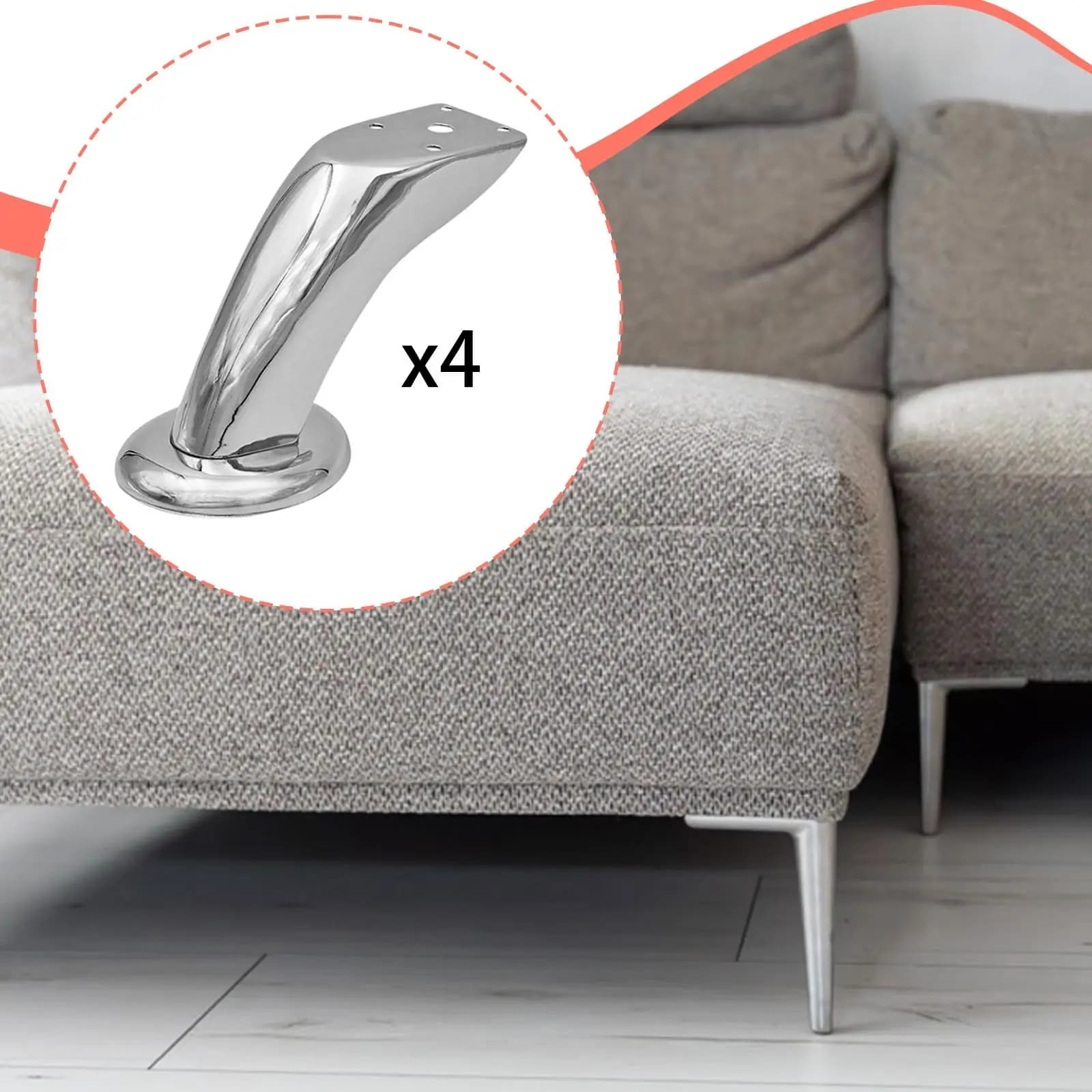 Gambe di Ricambio per Divano in Acciaio Inox da 5 Pollici, Supporto Robusto per Mobili, Piedini per Armadi, Tavoli, Librerie, Fai-da-Te