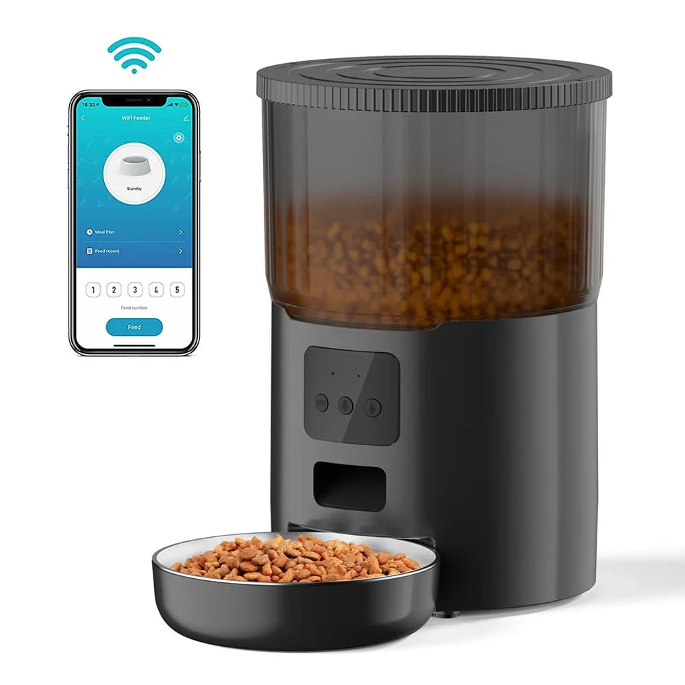 Distributore Automatico di Cibo per Cani e Gatti 4L Smart 5G WIFI con Specchio Intelligente e Ciotole in Acciaio Inox