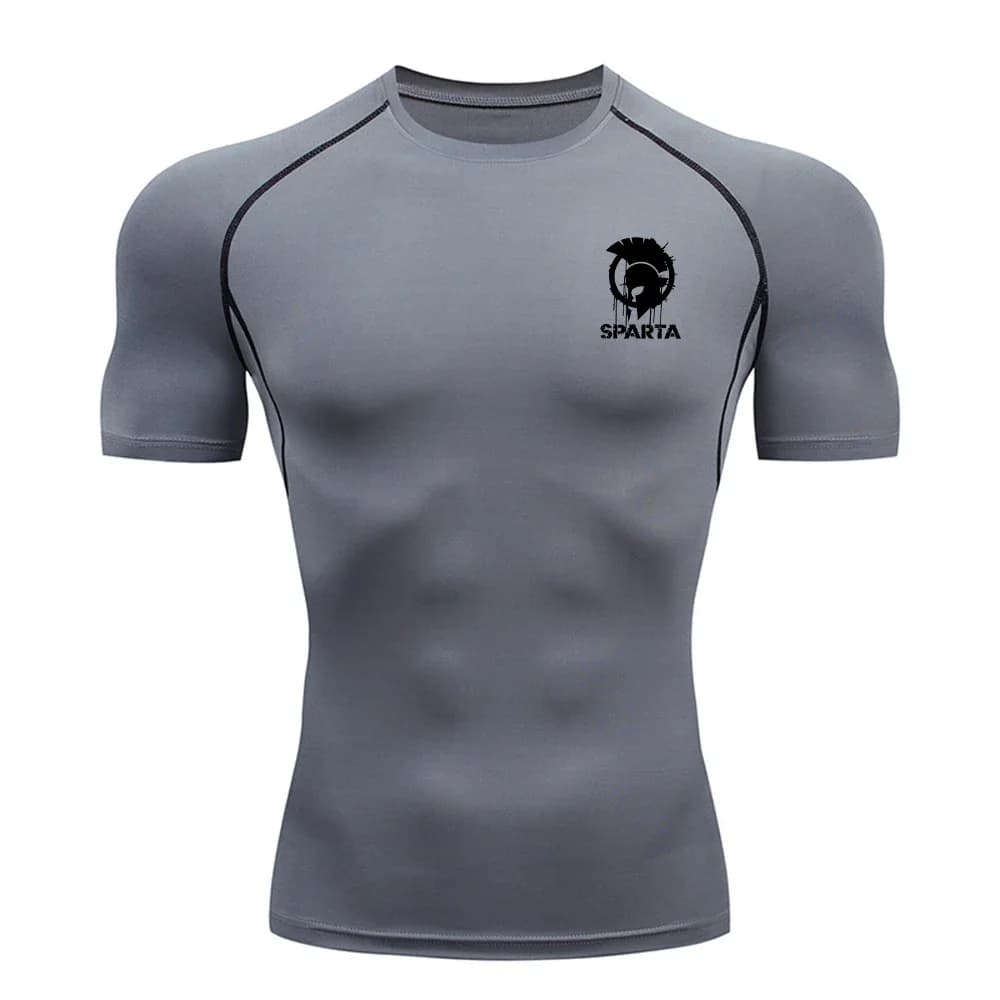 T-shirt a compressione da uomo stampata casual 2026, estiva, slim fit, girocollo, a maniche corte, per allenamento quotidiano e fitness, ad asciugatura rapida