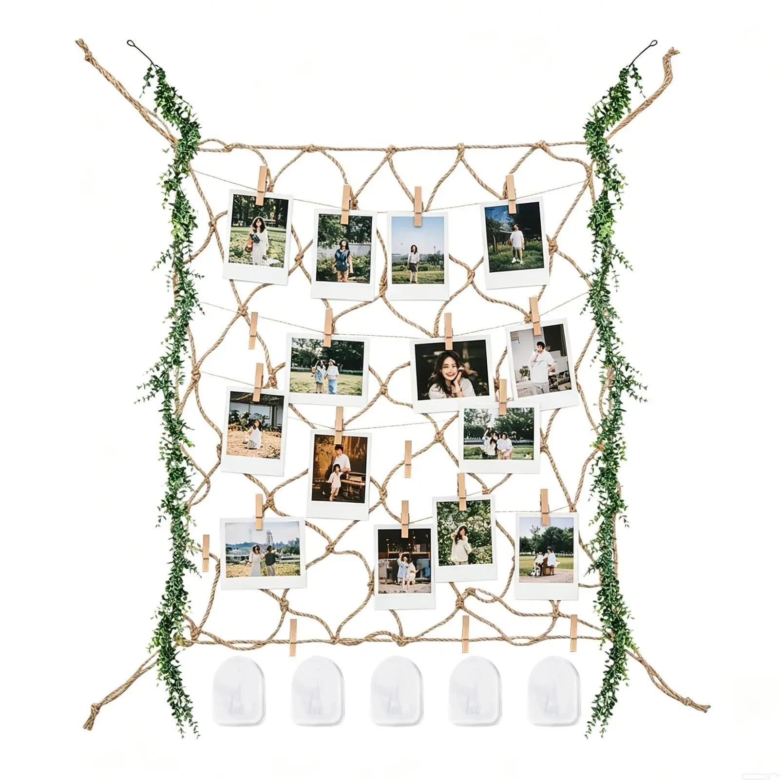 Fishing Net Photo Display Decorative Fish Net 39.4x39.4 Inch Photo Display Wall With Clips For Wedding Birthday Party School