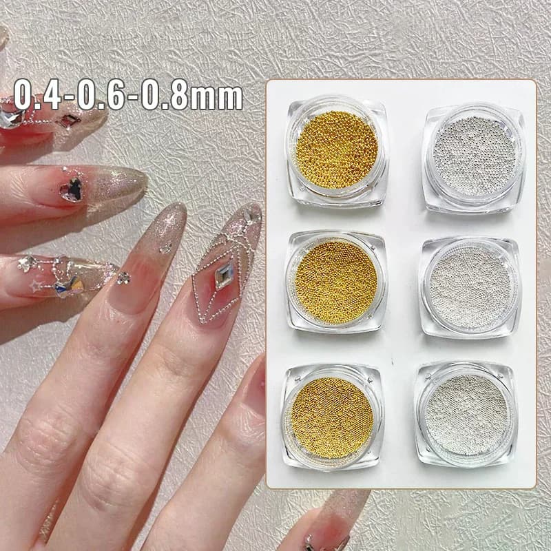 0,4mm-1.5mm Stainless Steel Microspheres, Metal Microtrail, Nail Art Alloy Rhinestones, Manicure Accessories, Fai-da- ♪