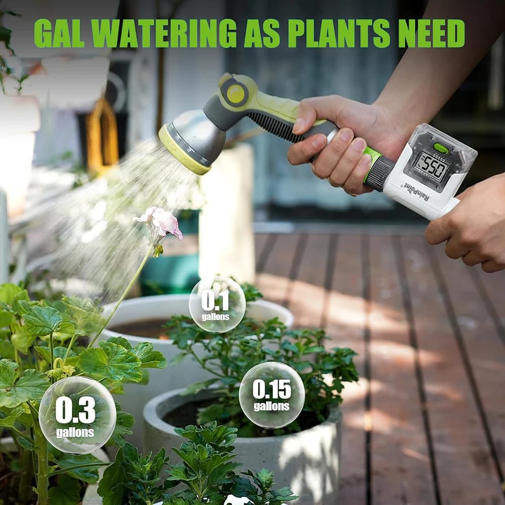 Misuratore di Flusso d'Acqua Digitale LCD con Monitoraggio del Consumo e Storico, Smart WiFi, 3/4" per Rubinetto da Giardino Esterno