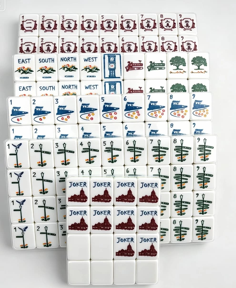 New Custom American Mahjong Set 160pcs Acrylic Vintage Train Theme Waterproof Wear-Resistant Crack-Proof mahjong game tiles