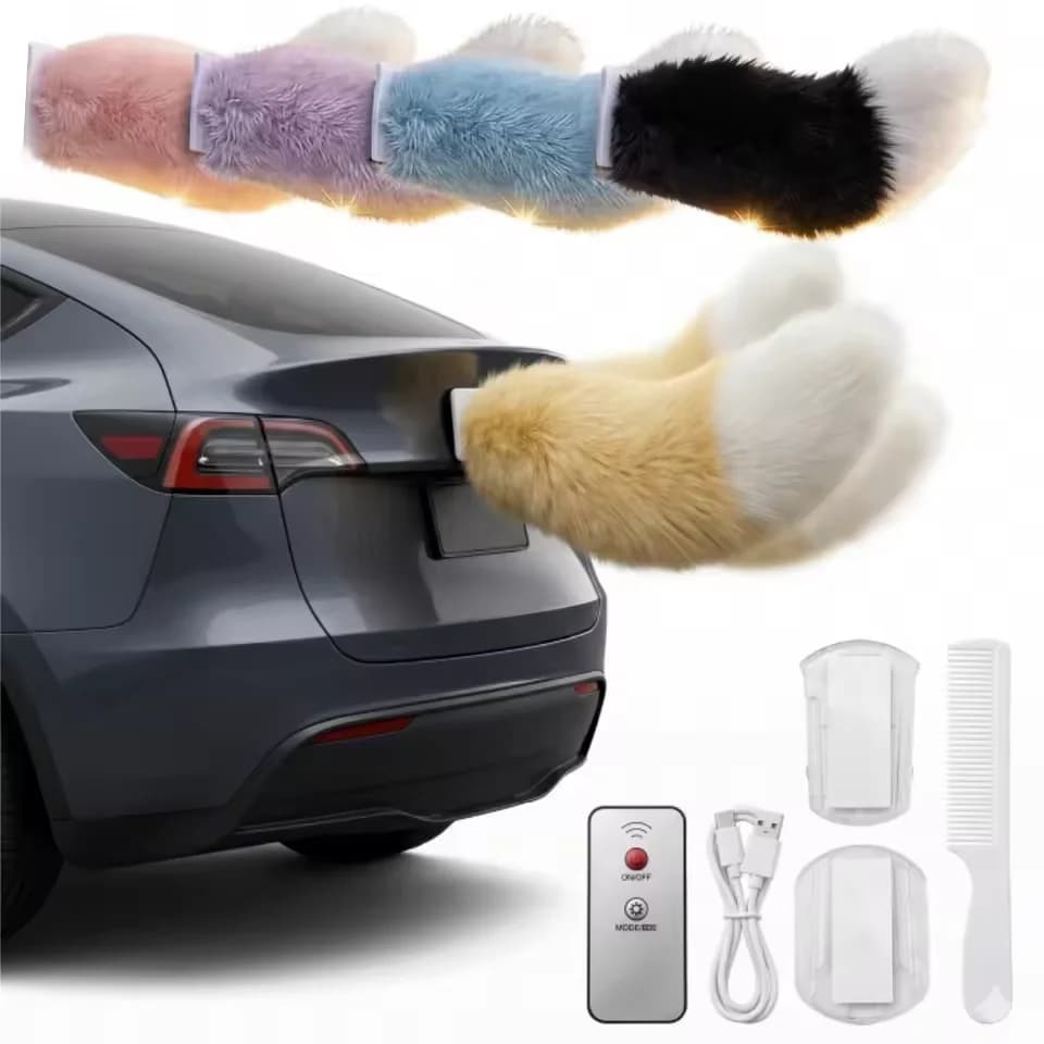 Coda di Volpe Peluche Elettrica con Movimento Attivato dal Suono e Telecomando per Decorazione Esterna Veicoli - Accessori Coda Elettrica