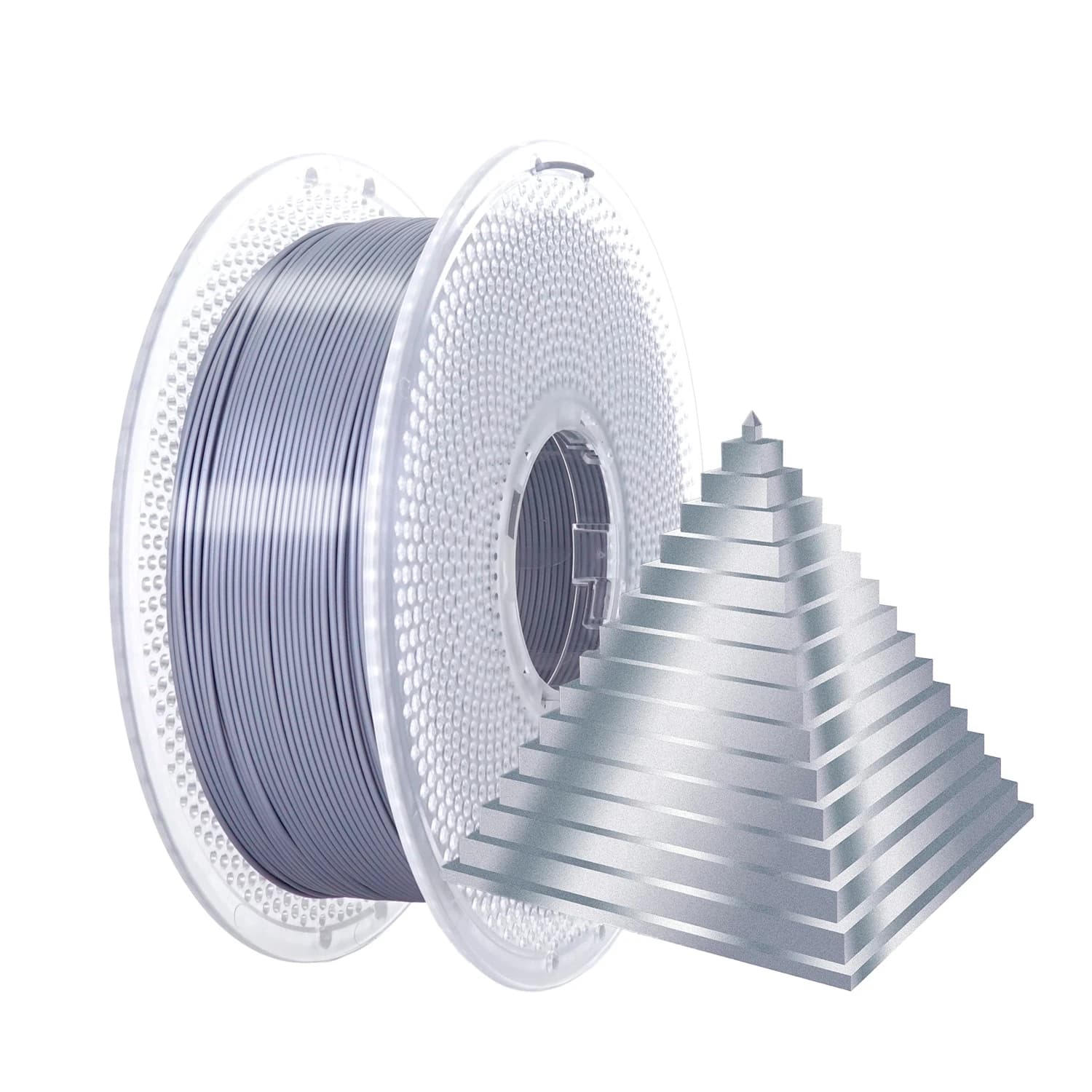 3D PLA Silk Silver 1KG – Polished silk surface, 1.75 mm, compatible with Bambu Lab, Creality and Anycubic printers
