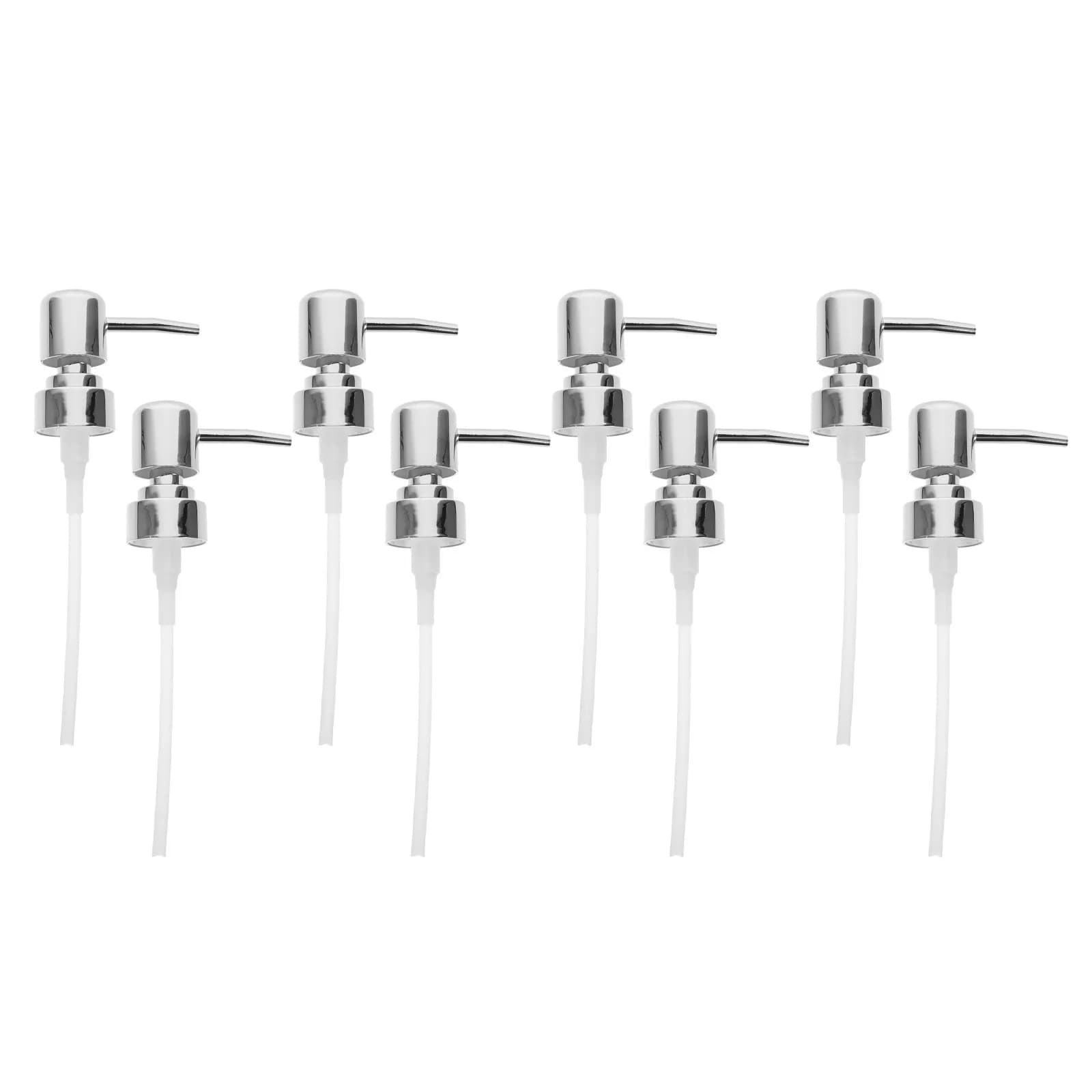 8Pcs Elegant Silver Electroplated Soap Pump Replacement 28Mm Neck Size for Plastic Glass Bottles Lotion Dispenser Pump Bathroom