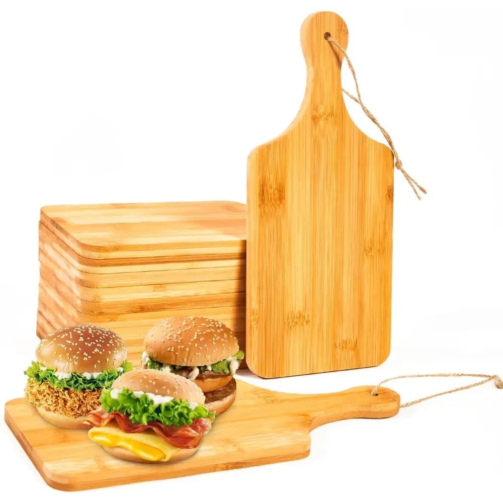 12 Pcs Bamboo Cutting Boards Bulk 11x5 Inch Charcuterie Boards with Handle Wood Engraving Serving Board Kitchen Chopping Boards