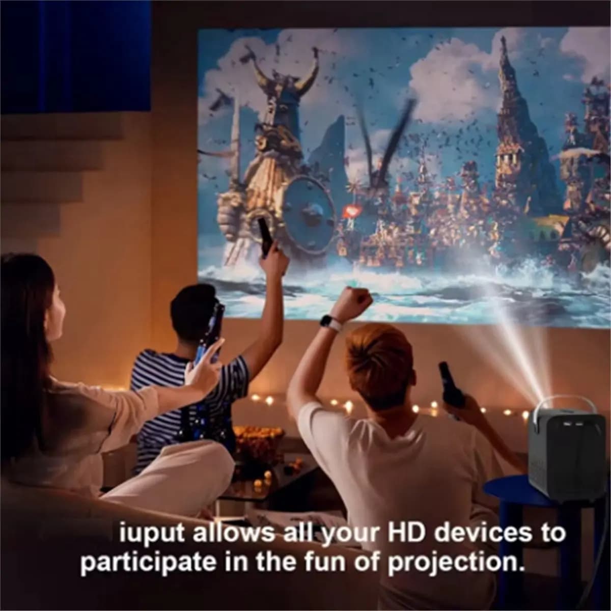 A86G NEW Android Smart Mini Projector 300ANSI Lumen Portable Projector 4K with WIFI Bluetooth 1080P Home Movie Theater Beamer