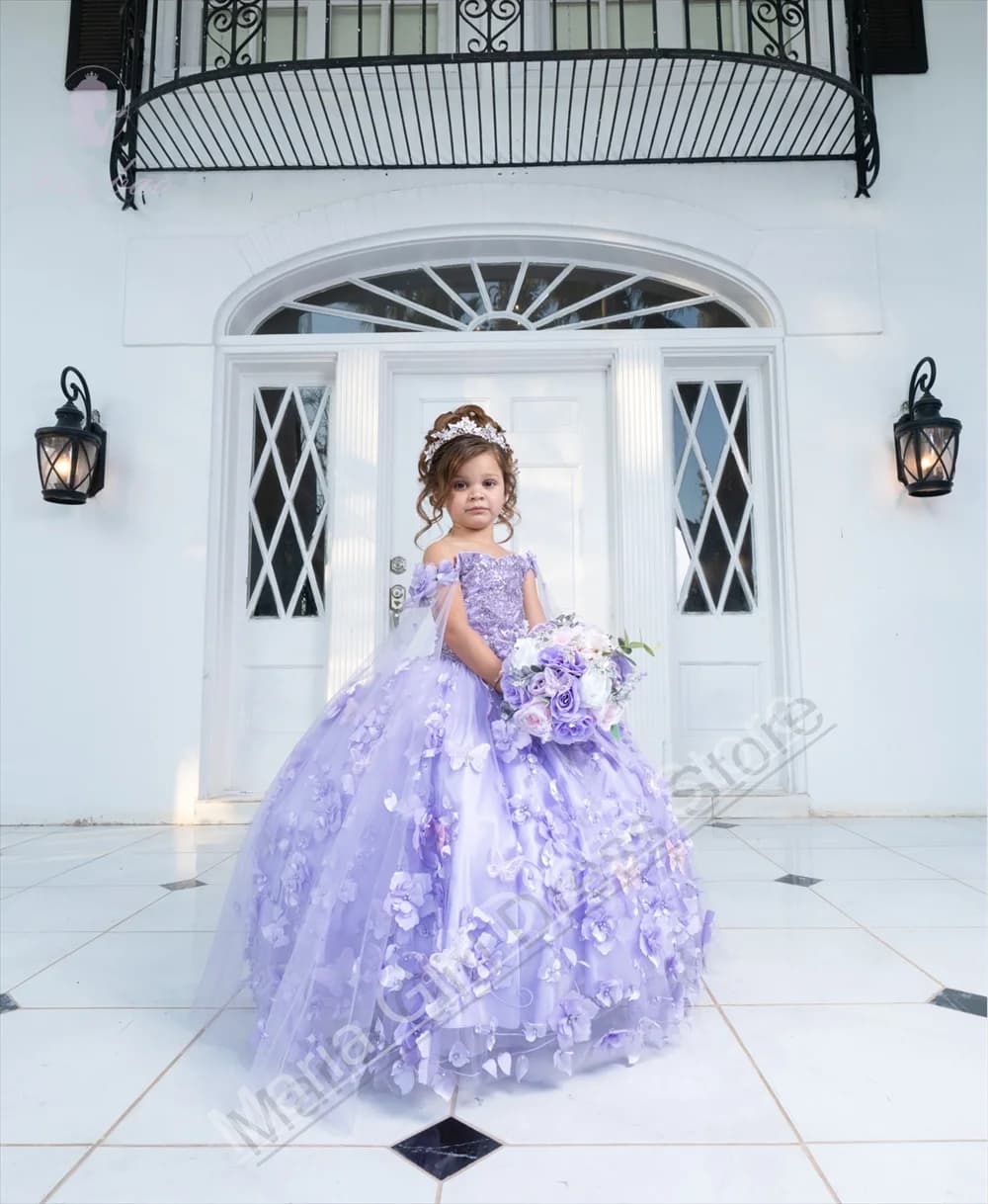 Nuovo Abito da Damigella Lavanda per Feste di Compleanno, Adatto per Matrimoni, con Applicazioni di Perle, Maniche a Mantella, Abito da Sera per Esibizioni di Pianoforte