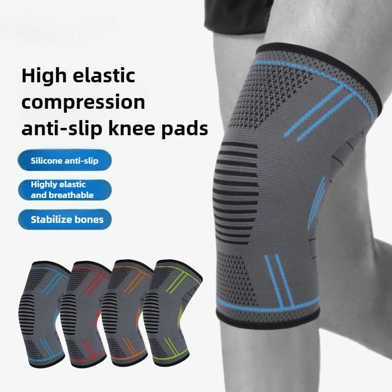 Breathable Elastic Silicone Knitted Nylon Knee Pads Non-Slip High-Elastic Compression Knee Protection for Sports And Fitness