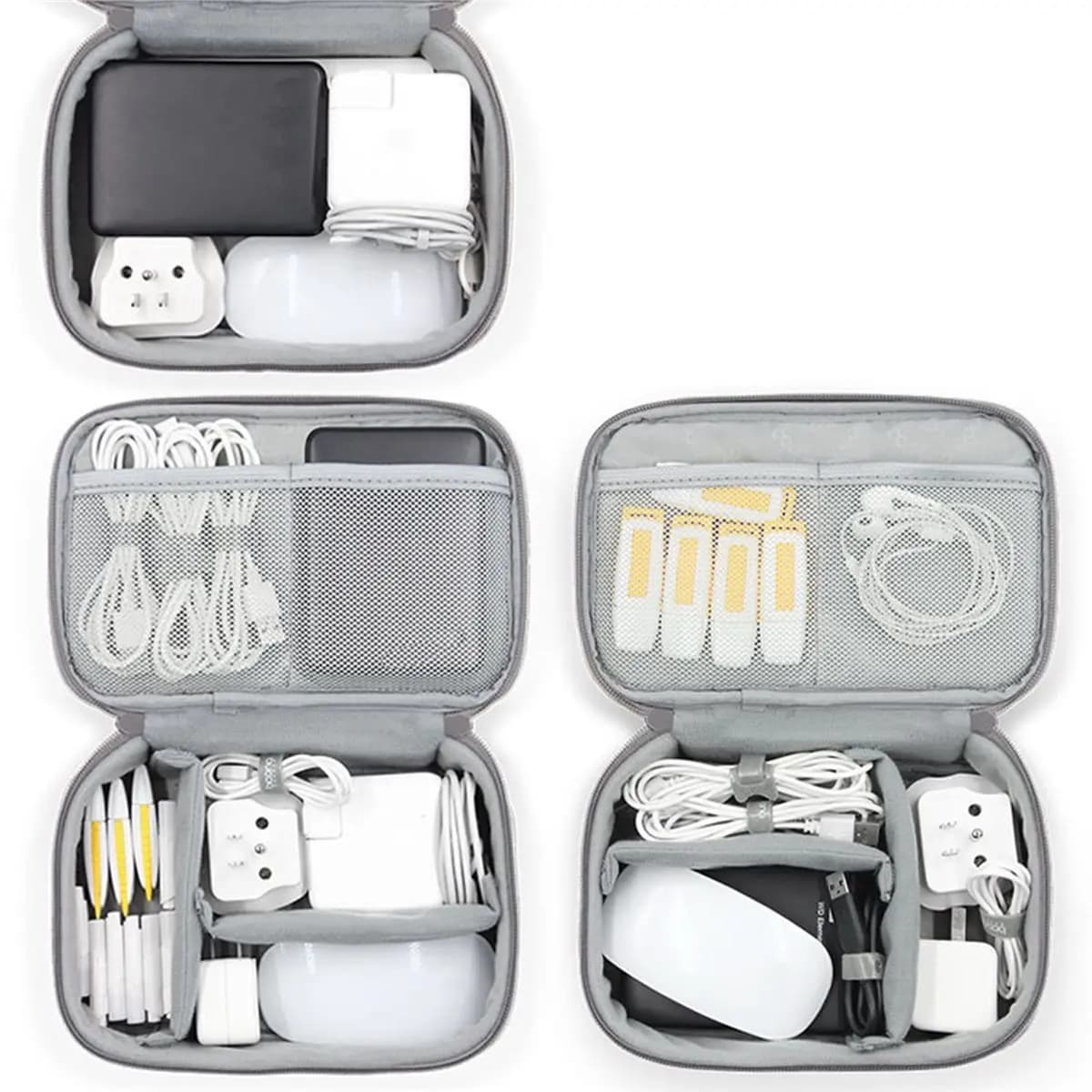 ABFS Portable Multifunctional Storage Bag Hard Disk Case Power Bank Power Adapter Earphone USB Cable Travel StorageBag Grey