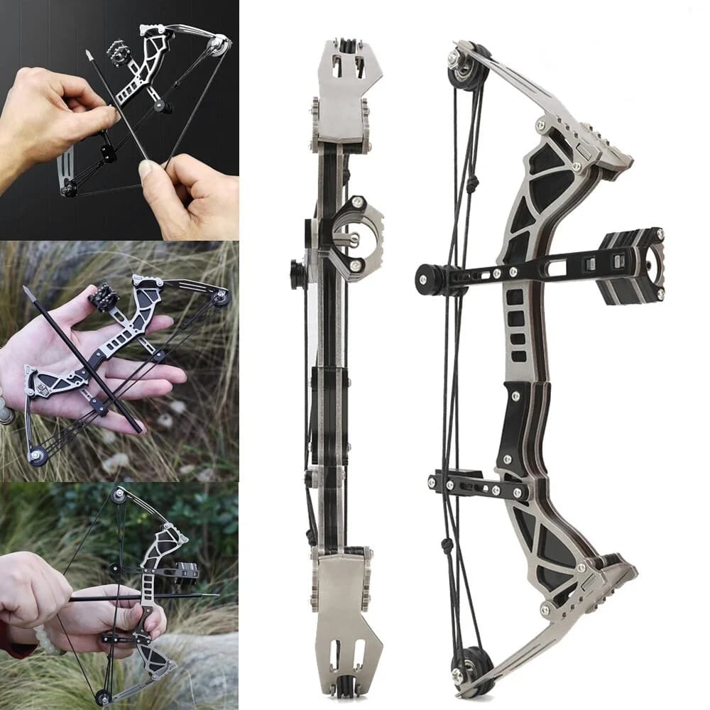 Mini arco composto Tiro con l'arco Bersaglio da allenamento per tiro con l'arco Gioco di decompressione per interni ed esterni Arco composito con puleggia da 9,5 pollici in acciaio inossidabile