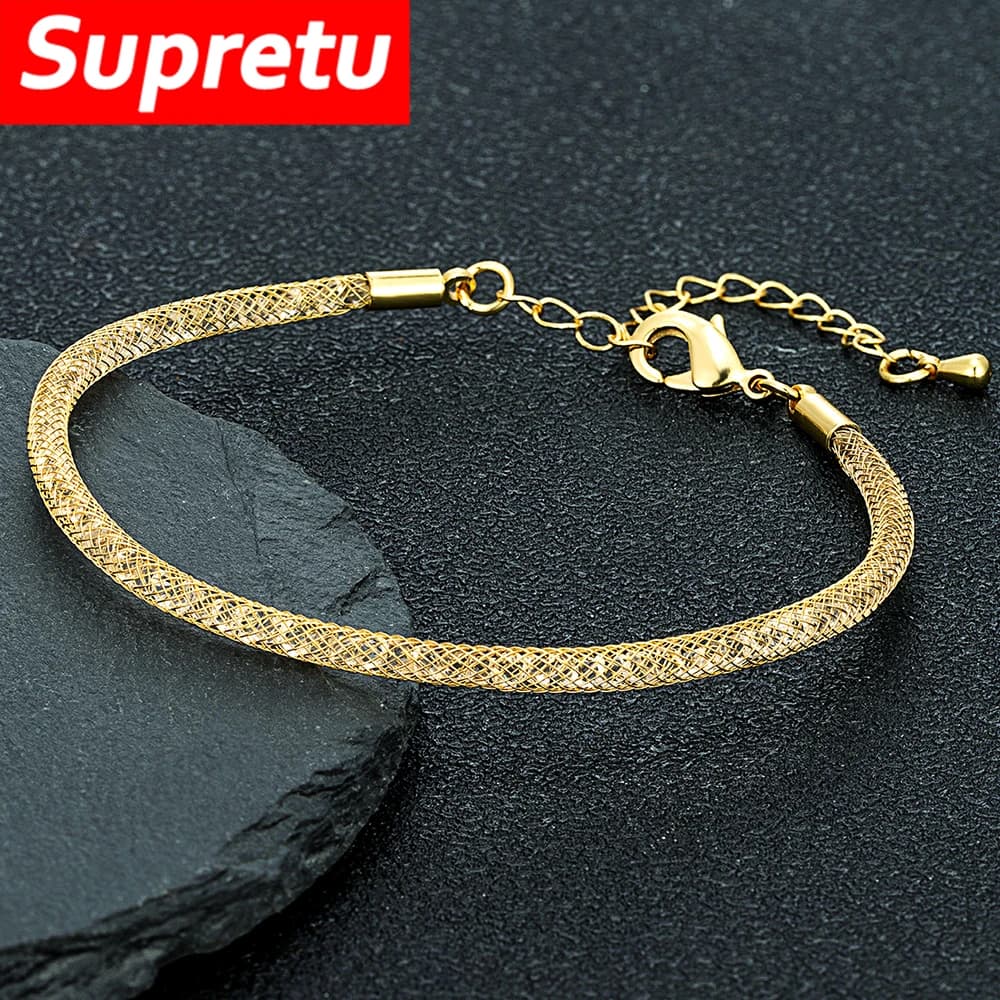 Bracciale di cristallo di maglia minimalista di lusso Uomo Donna Fascino fatto a mano intarsio di cristallo Bracciale regolabile Gioielli di moda in acciaio inossidabile