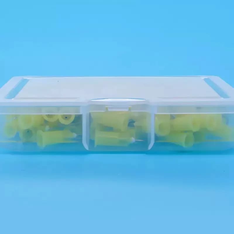 50Pcs Dental Oral Care Tooth Cleaning Tools Disposable Metal Infusor with Yellow Tip Brush Padded for Professional Use