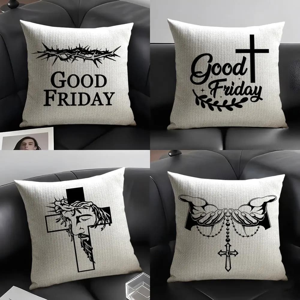 Good Friday cushion cover, summer, breathable, organic linen, front-back printing, for sofa, home decoration