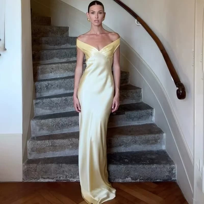 Sexy Bal Strapl Dr One oulder Abito da sera Vita alta Gonna lunga aderente A-Line Silhouette Colore Nessun marchio