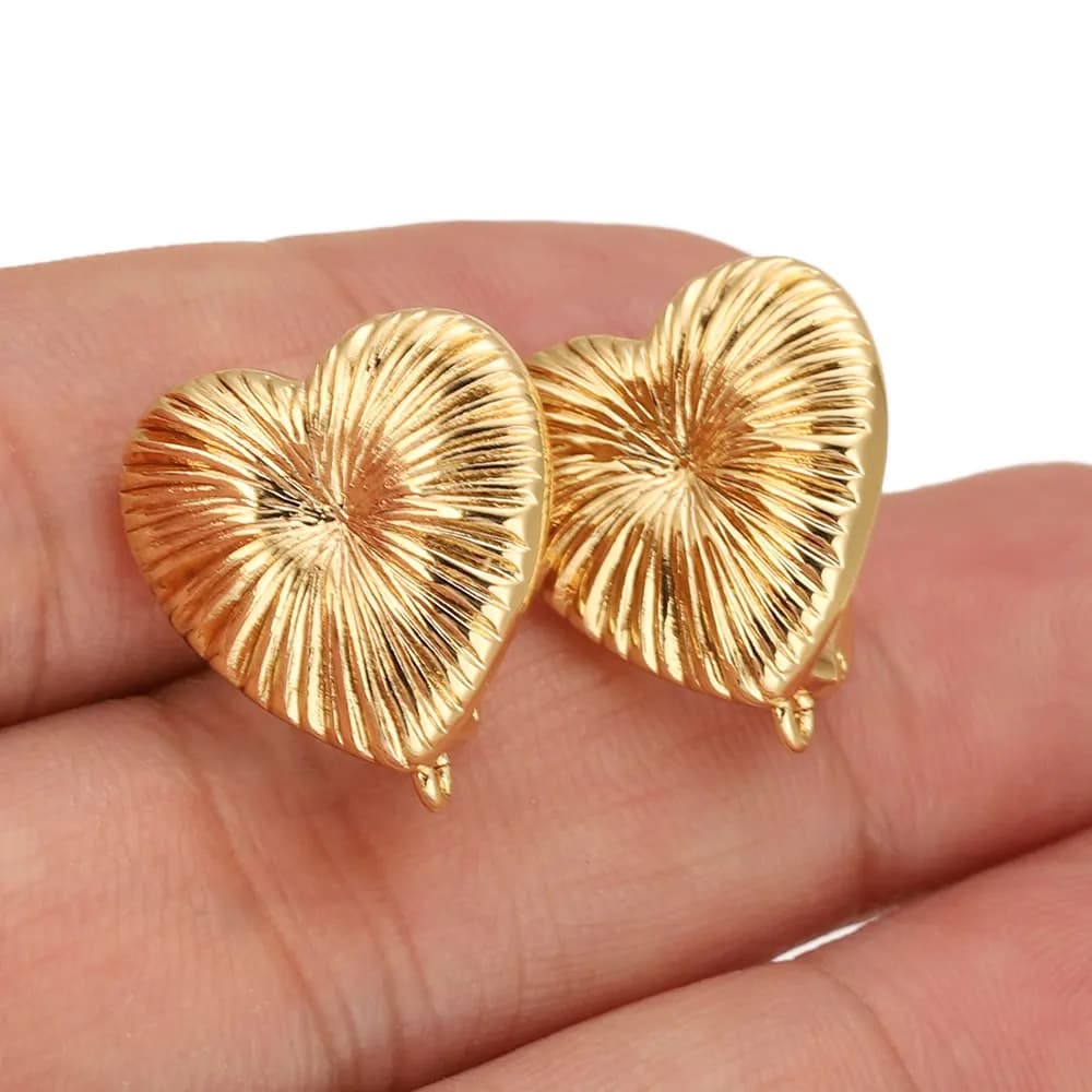 2/4/6 pz Ganci per Orecchini a Leva con Texture a Cuore, Chiusure a Scatto Francesi, Componenti e Accessori Fai da Te per la Creazione di Orecchini