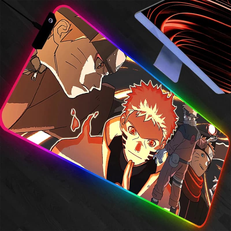 Tappetino per mouse RGB NARUTO Lockedge con retroilluminazione Accessori da gioco per computer Tastiera da gioco Tappetino per mouse a LED Tappetino per mouse da scrivania Max Anime