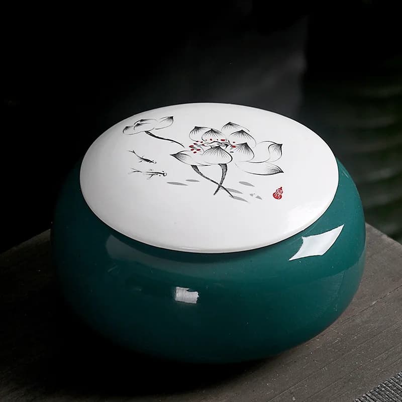 European-style Dark Ceramic Jar Sealed Tea Lid Household Food Pot Storage Container Decor