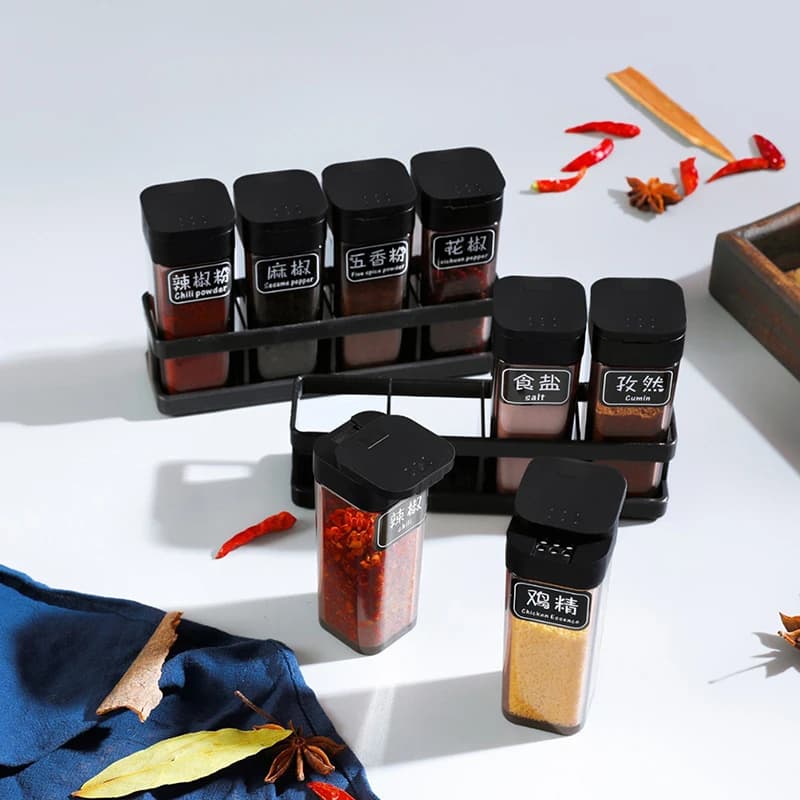 4-grid Barbecue Spice Bottle Household Combination Set Spice Salt Pepper Jar Kitchen Sealed Moisture-proof Spice Container