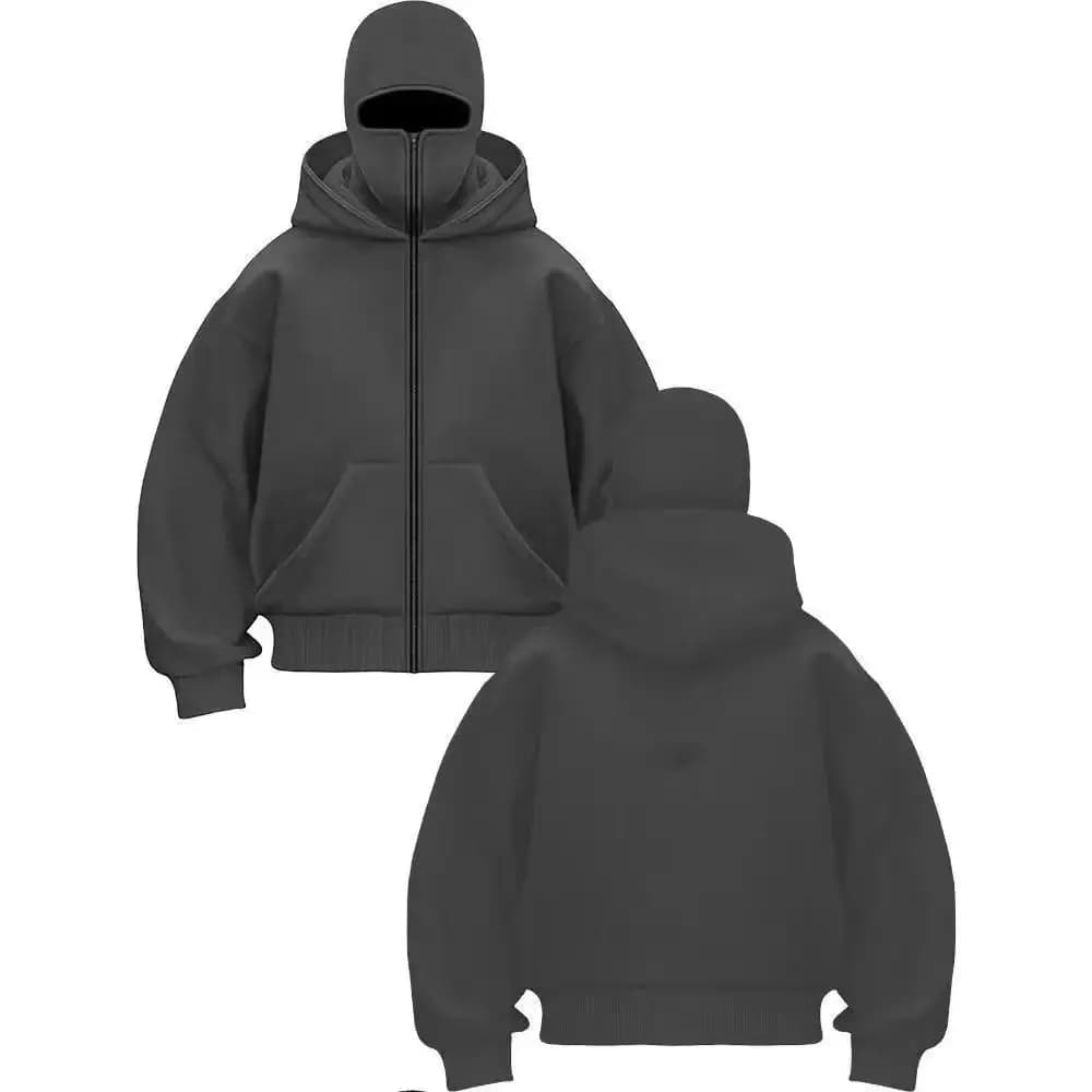 2026 Men and Women Sportswear Balaclava Y2K Gothic Harajuku Winter New Item Double Hooded Sweatshirt Men's Hooded Mask Zipper