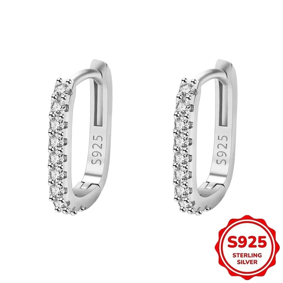 Orecchini a cerchio a cerchio di moda in cristallo sterling 925 di alta qualità per gioielli versatili da strada per regalo di festa di nozze da donna