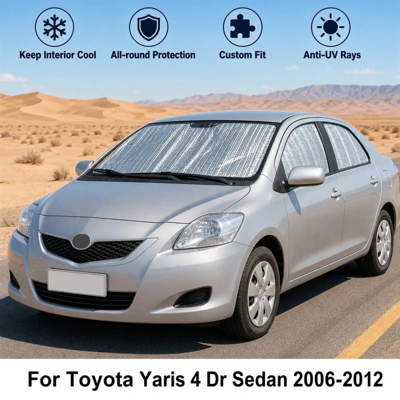 For Toyota Yaris 4 Dr Sedan 2006-2012 Full Set Car Window Sunshades UV Block Privacy Heat Insulated Foldable Car Curtain