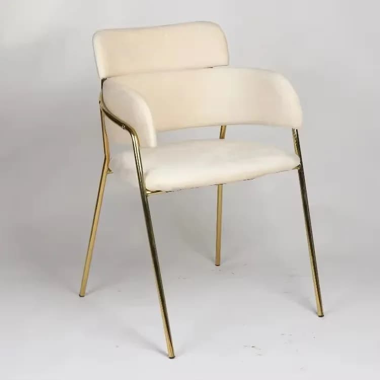 Luxury Velvet Dining Chair with Metal Legs Simple Classy Design for Home Living Room Cafe Light Weight Internet Celebrity