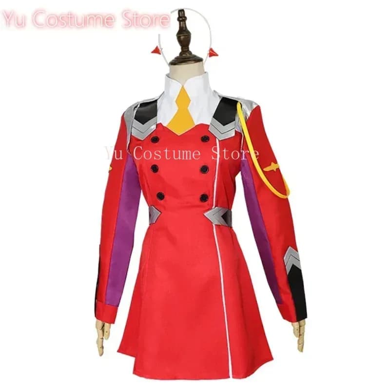 Costumi Cosplay Anime DARLING in the FRANXX Zero Two 02 Abito Uniforme Abiti Copricapo Parrucca Donna Costume di Halloween a;3,v'5.t;8,