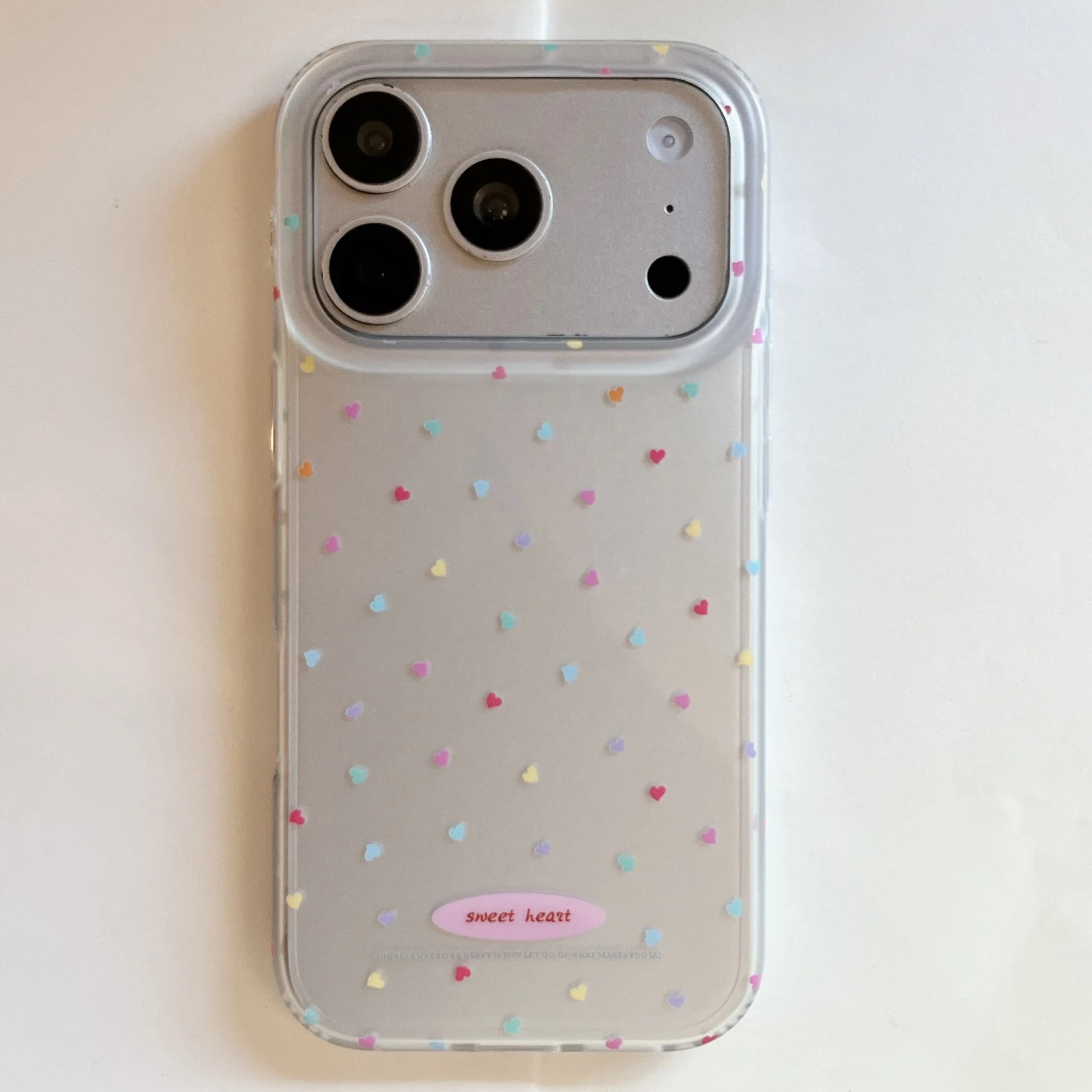 Cute Pastel Mini Colorful Tiny Rainbow Hearts Print Frosted Phone Case for iPhone 17 16 15 14 13 Pro Max Back Cover Capa