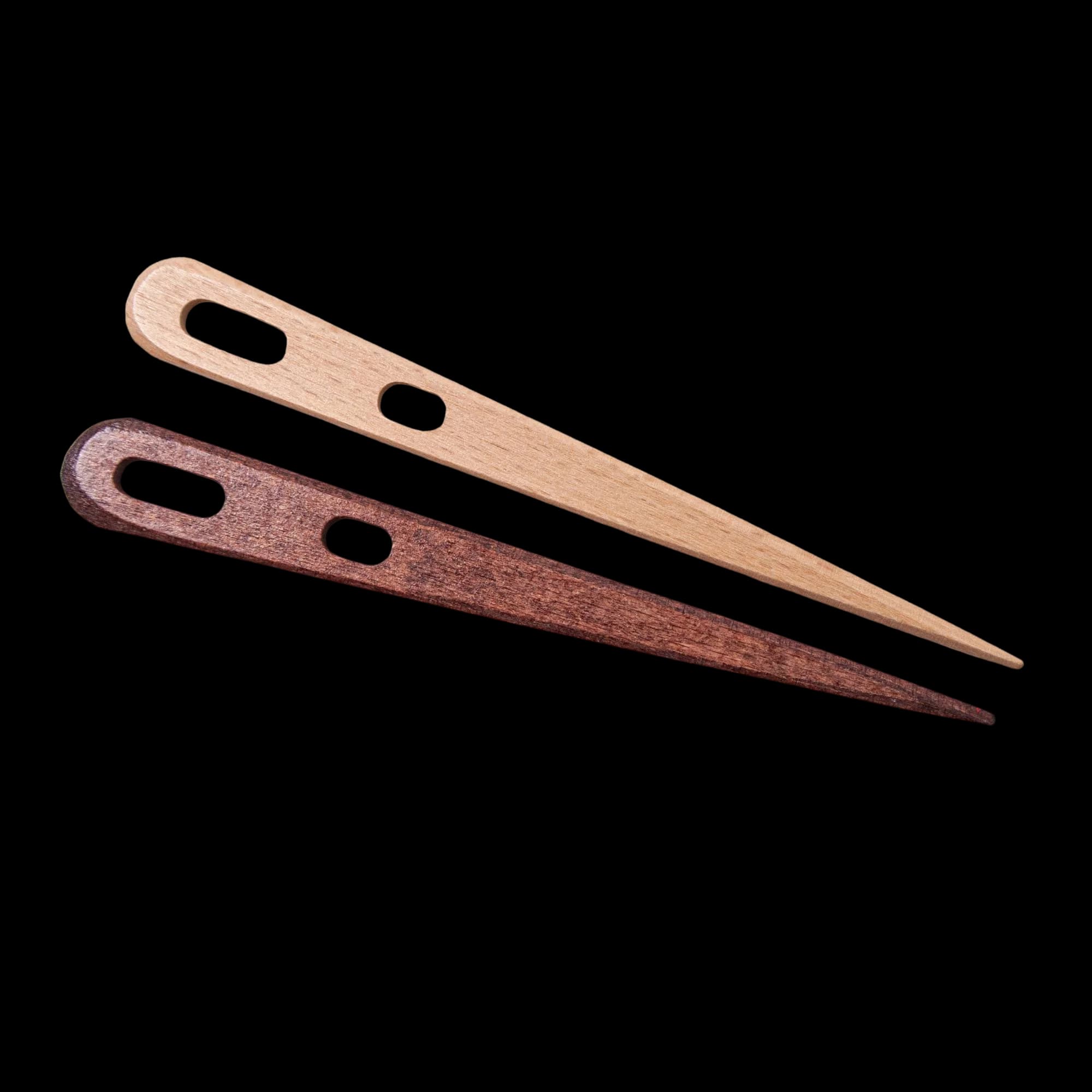 Aghi in Legno Artigianali per Cucito e Tessitura con Doppio Occhiello Grande