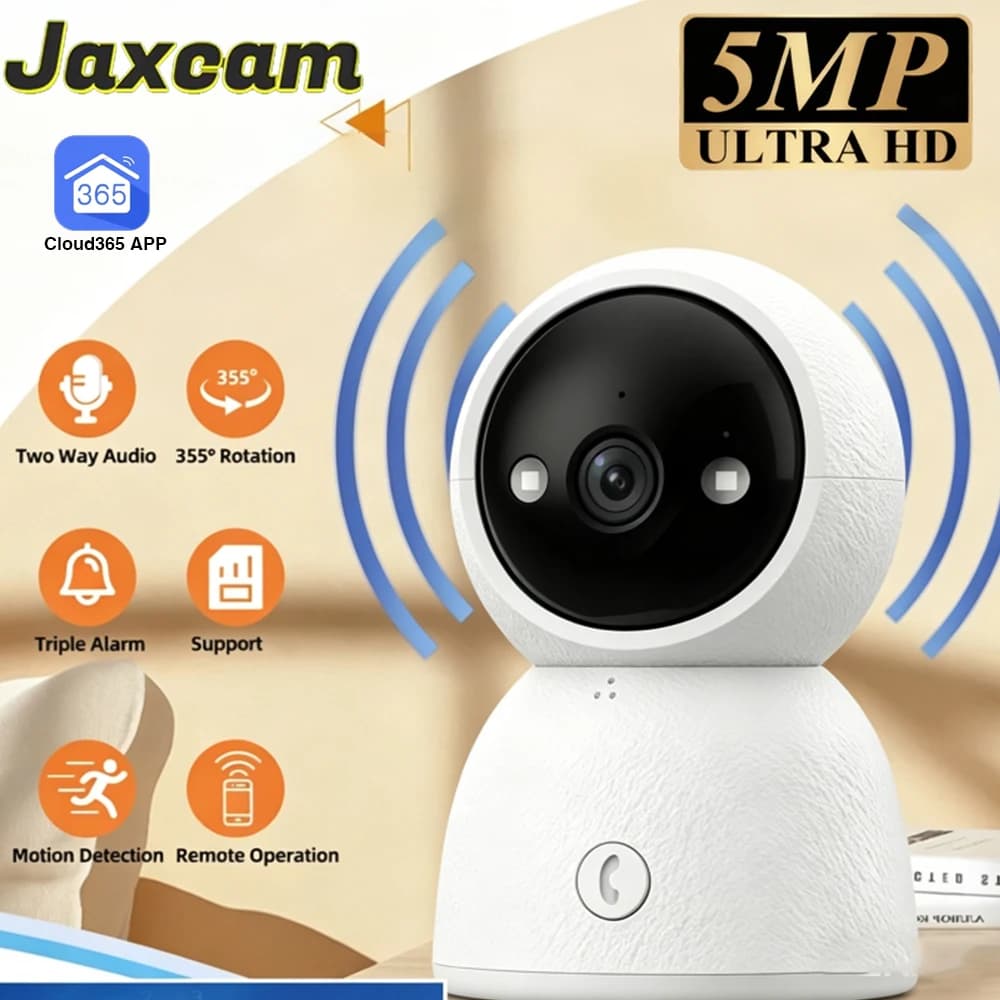 Telecamera WiFi 5MP per Casa con Chiamata One-Click, Monitoraggio Intelligente e Remoto a 360° ° Monitor per bambini con telecamera per visione notturna a colori HD
