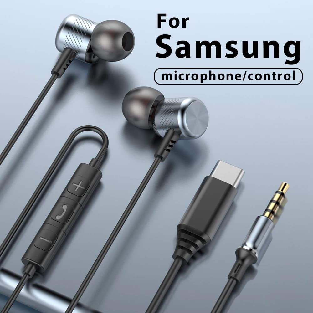 C-type headphones for Samsung Galaxy S25/S24/S23/S22 Ultra USB C wired earphones with online microphone Play heads for iPhone 15/16