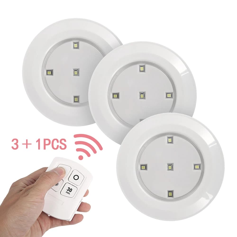 Luci a LED sotto l'armadio Telecomando senza fili Luce notturna a LED Lampada tattile minata a batteria per camera da letto dell'armadio della cucina
