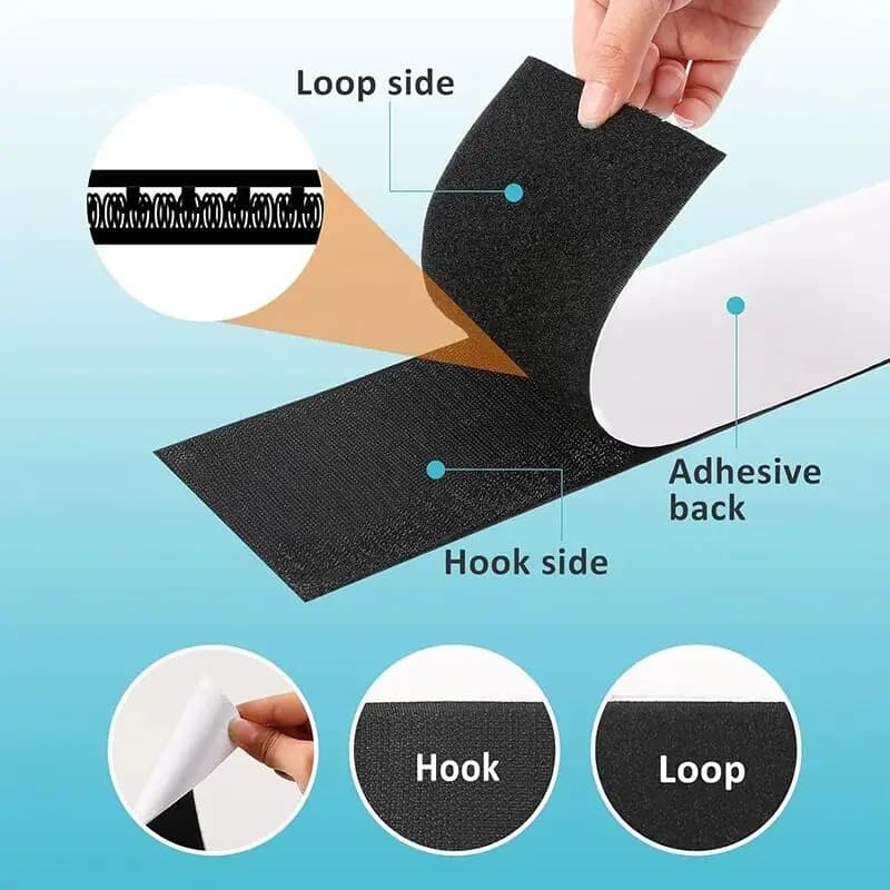 1 Meter Self Adhesive Hook and Loop Tape Magic Nylon Strips for DIY Crafts, Extra Strong Adhesive Fastener 20mm 25mm 30mm 50m