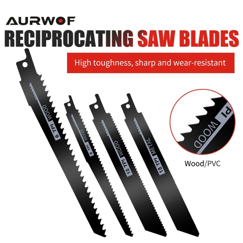 AURWOF Cordless Electric Reciprocating Saw Battery Multifunctional Portable Electric Saws Metal Wood Cutting Saber Saw
