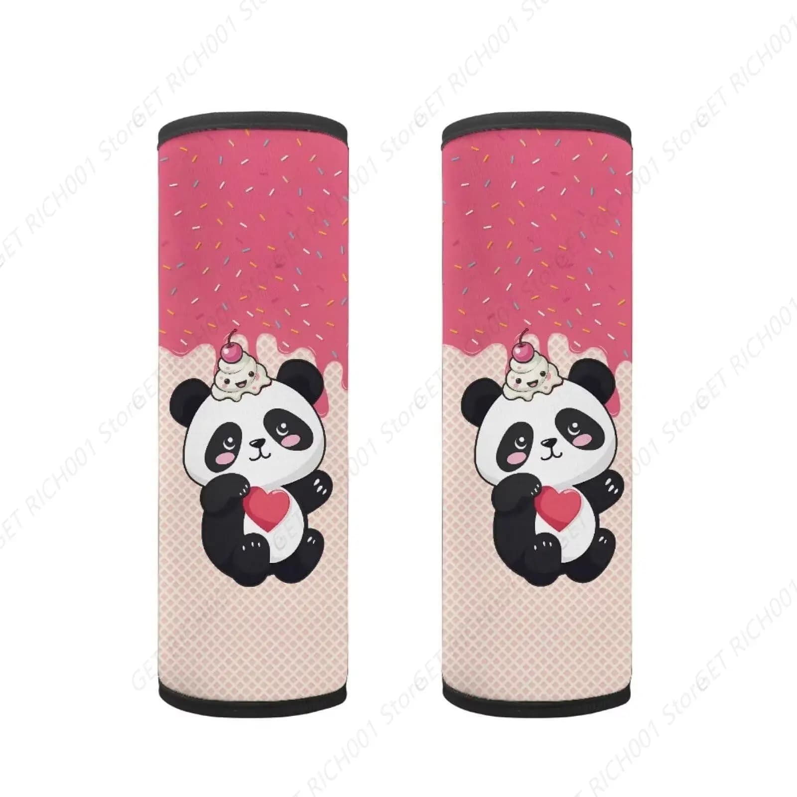 Coprisedili per auto Ice Cream Panda per bambini, morbido cuscino da viaggio per testa, collo e spalle in auto, cinghia universale per seggiolino auto