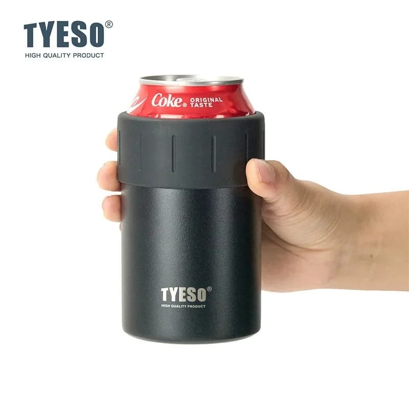 TYESO 12/18oz Borraccia Termica in Acciaio Inossidabile 304 per Birra e Lattine, Tazza Termica per Coca-Cola, Mantiene Caldo/Freddo, Antiscivolo, Sottovuoto, Raffreddatore per Bevande
