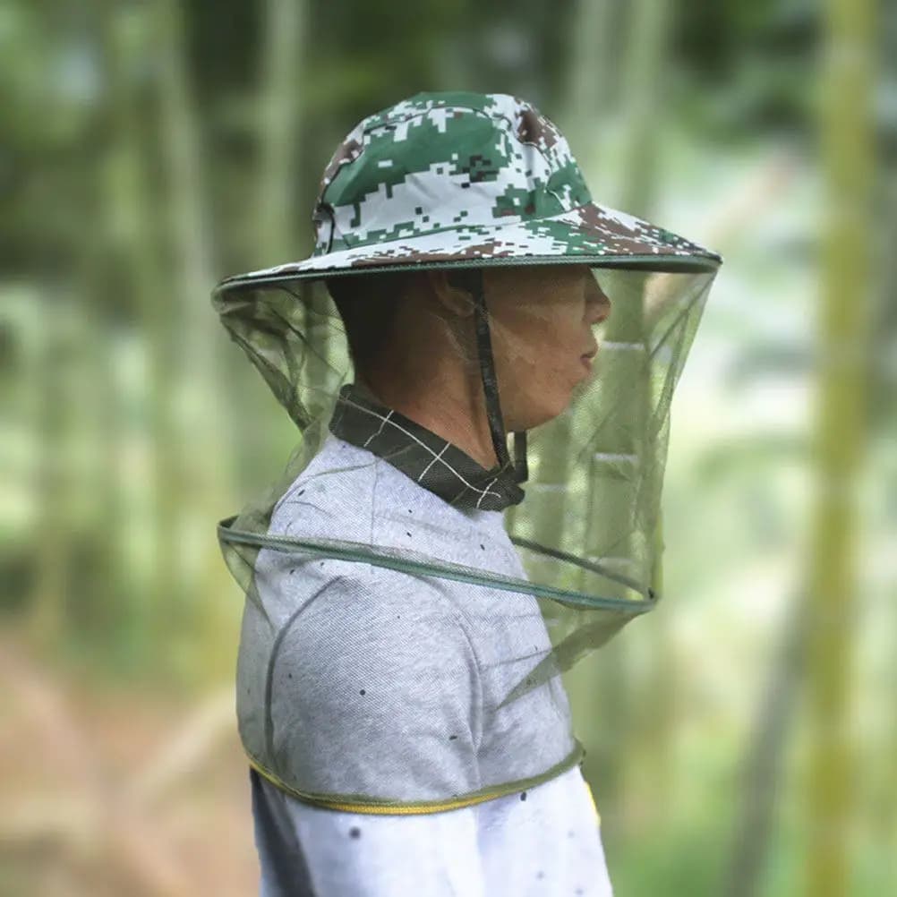 Cappello da pesca con rete protettiva da 2 pezzi, protezione solare, resistente agli insetti, con design ventilato a tesa larga per uso esterno in giardino
