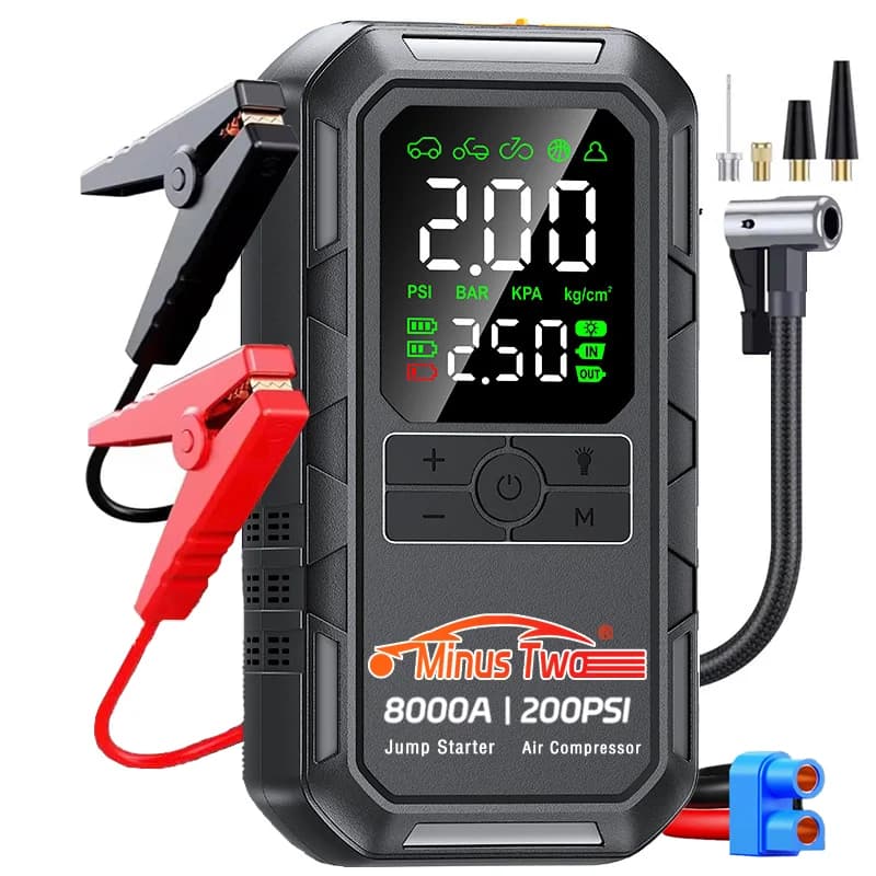 Pompa d'aria 4 in 1, power bank, illuminazione, avviatore di emergenza per auto, avviatore portatile per auto, 12000mAh, ricarica rapida, 1000A
