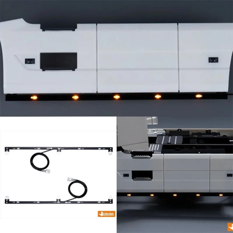 RC JUWUBA Lampada laterale a LED Luci della gonna laterale per 1:14 Tamiya Truck Car VOLVO Parti fai da te Giocattoli