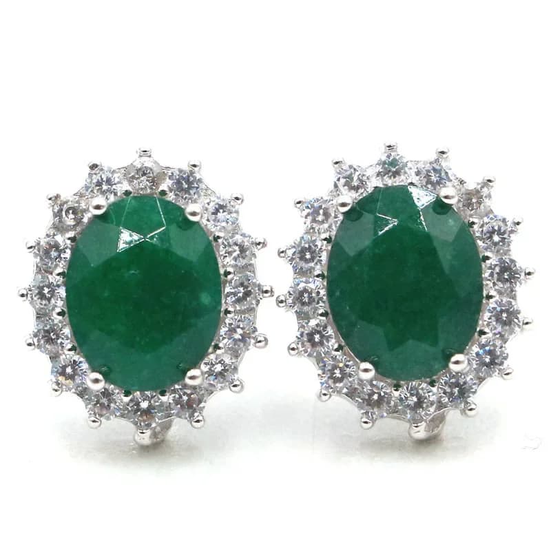 Buy 5 Get 1 Free 15x13mm Classic London Blue Topaz True Green Emerald White CZ For Women's Silver Earrings