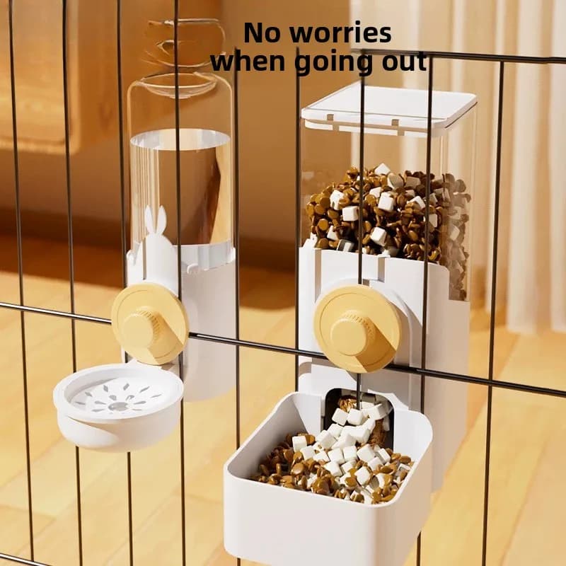 Hanging Pet Water Dispenser Dog Drinking Bowl Cage Water Pot Hanging Cage Pet Feeder Dog Food Tray Drinking Fountain