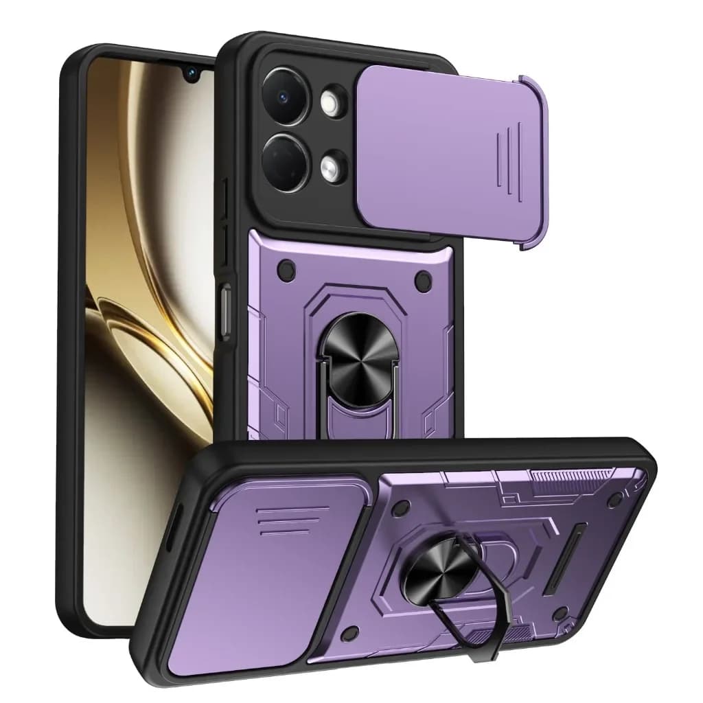 Custodia Protettiva Armor per Tecno Spark Go 3 2 40 Pro Plus 40C Pova Curve 2 Camon 50 4G con Protezione Fotocamera Scorrevole a 360° ° Cover con Supporto ad Anello